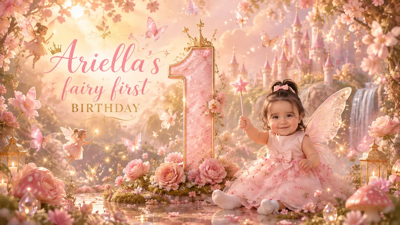 Diseño gráfico con inteligencia artificial para el primer cumpleaños de Ariella